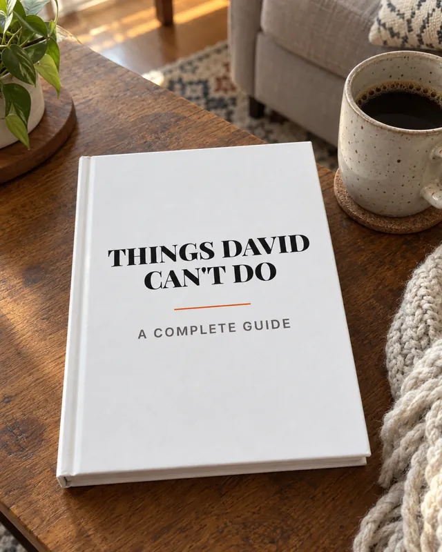 A printed copy of “Things David Can't Do” on a coffee table